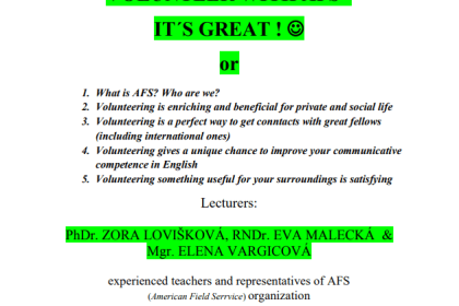 Staňte sa dobrovoľníkom AFS – je to skvelé!