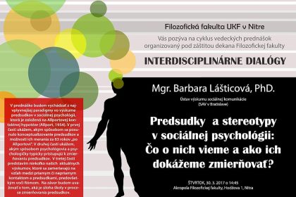 Interdisciplinárne dialógy: Mgr. Barbara Lášticová, PhD.