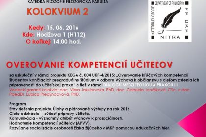 Kolokvium 2: Overovanie kompetencií učiteľov