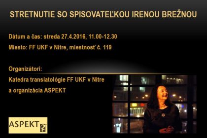 Stretnutie so spisovateľkou Irenou Brežnou