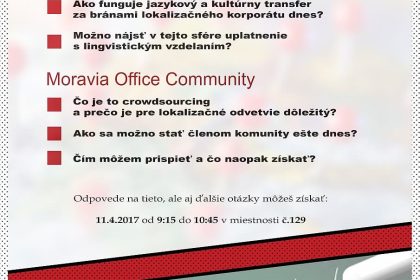 Prednáška a workshop medzinárodnej prekladateľskej spoločnosti Moravia Matúša Jožia