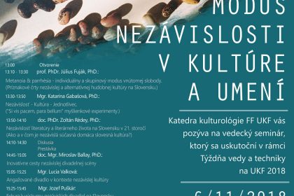 Vedecký seminár Modus nezávislosti v kultúre a umení