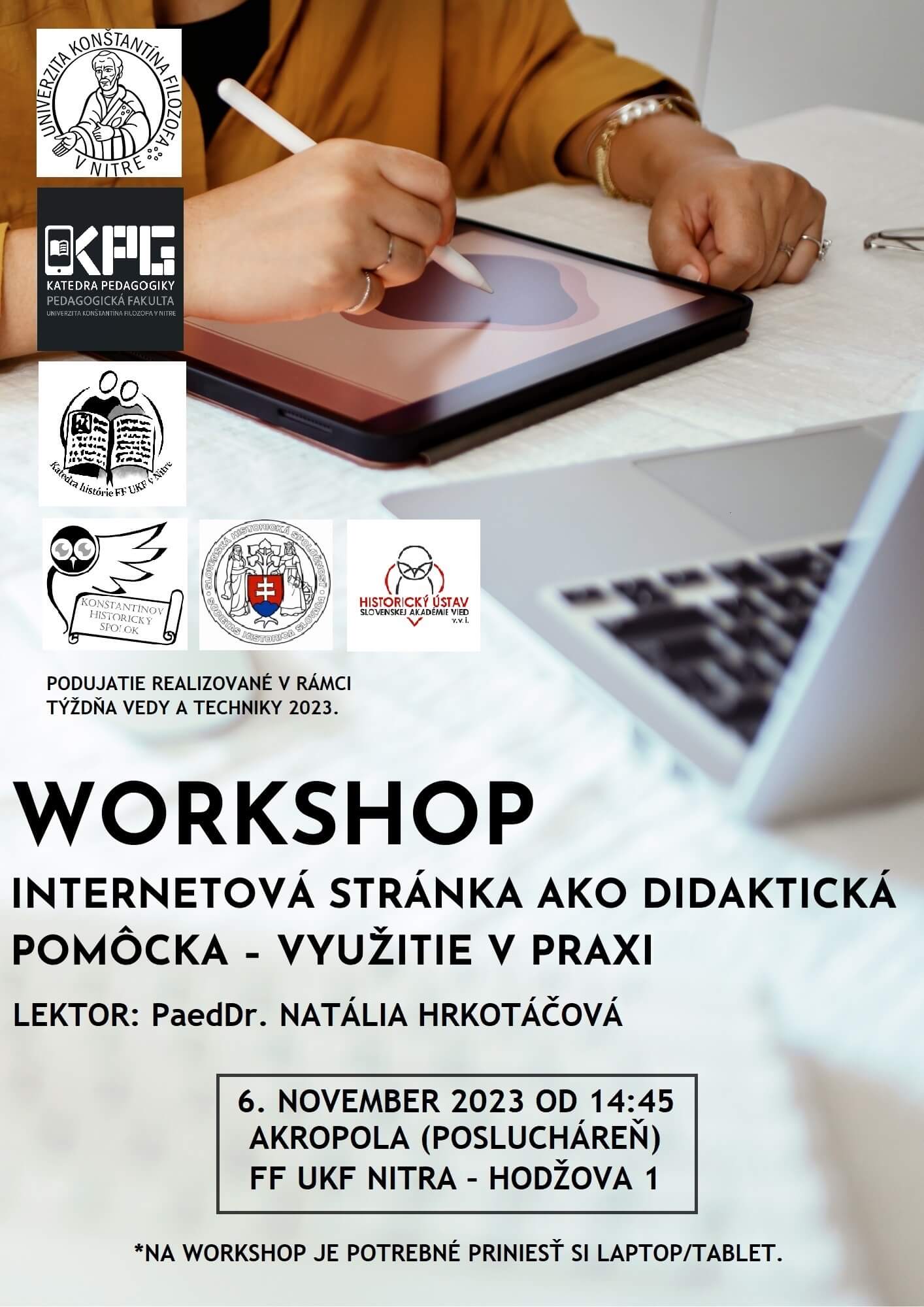 Workshop: Internetová stránka ako didaktická pomôcka – využitie v praxi