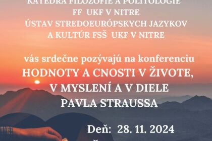 Konferencia – Hodnoty a cnosti v myslení a v diele Pavla Straussa